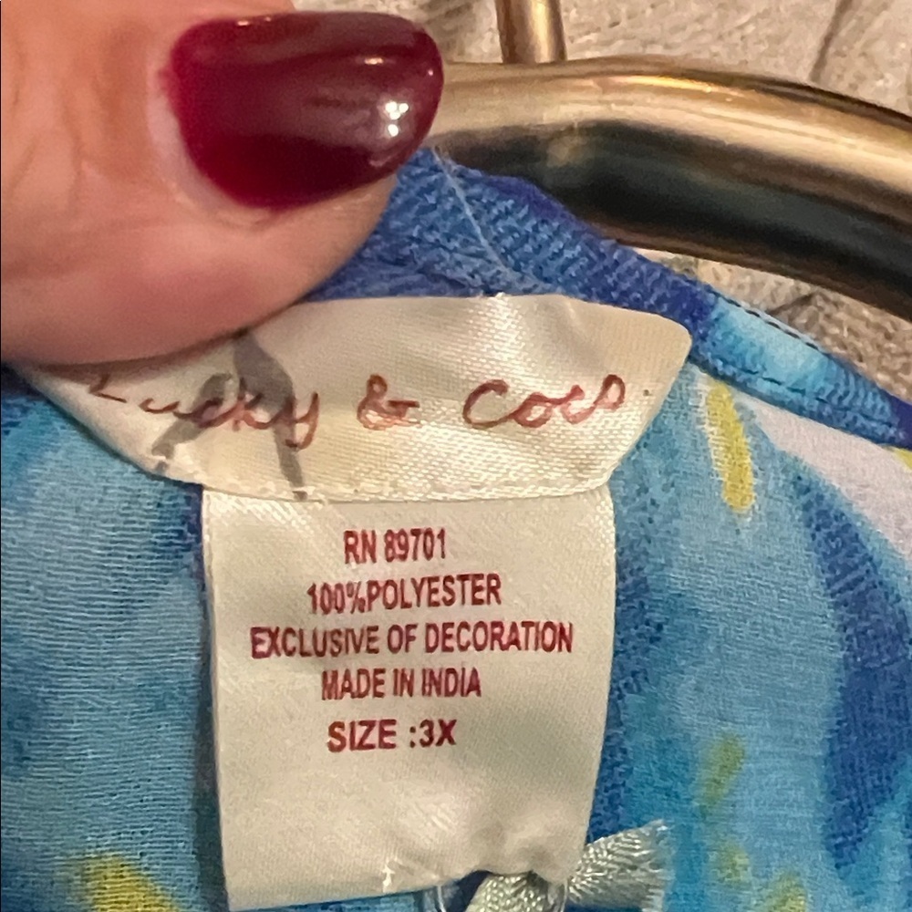 LUCKY & COCO NWT Kaftan Womens 3X Blue Water Embellished
Gemstone Beach Wear - Picture 11 of 15